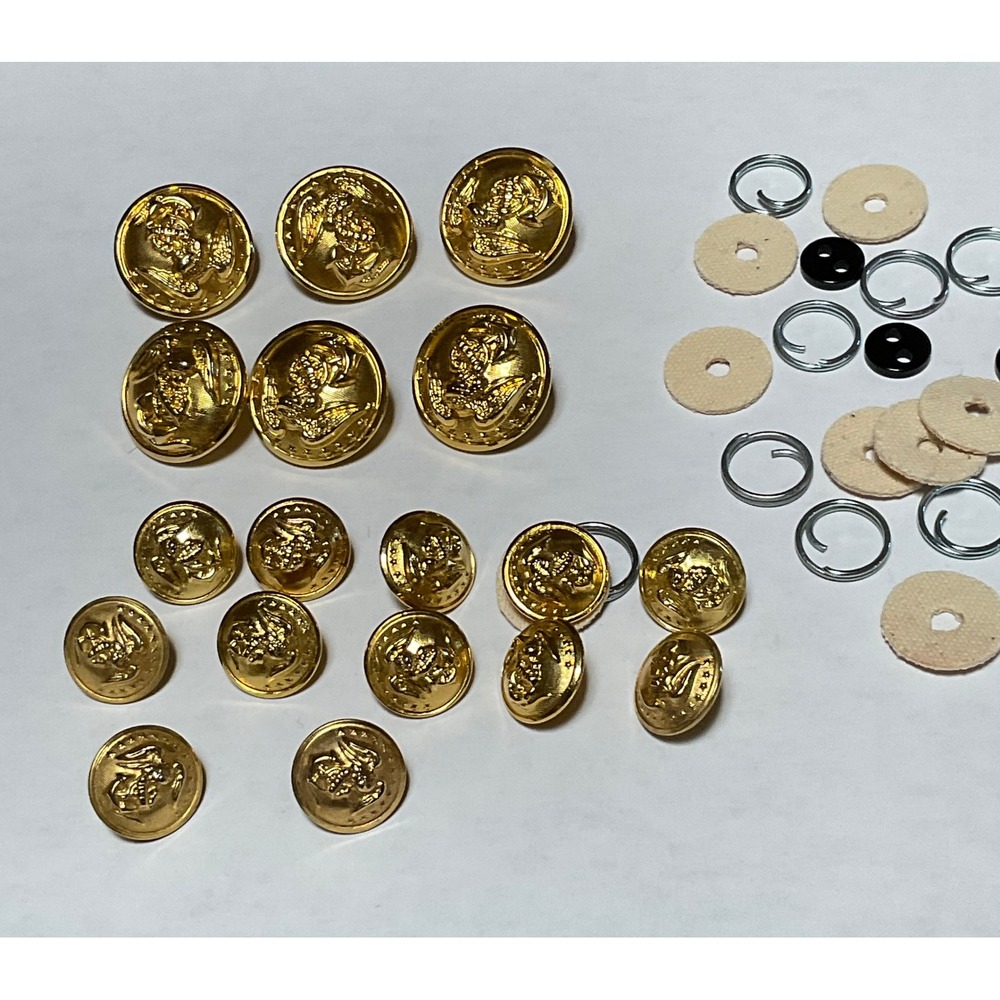 C&C Metal Products Eagle Anchor Buttons Gold Tone Military Lot 18pc USA Made